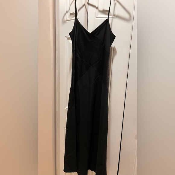 J. Crew Mixed Satin Crepe Slip Dress Little Black Dress Size 12 Spaghetti NWT - Picture 4 of 5